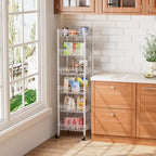 Golpart Basket Shelves Closet Rack with Wheels Metal Pantry Wire Shelf Unit - Image 2