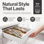 Bamboo Spice Drawer Organizer, Expandable 12 to 23 Inch Insert Holds 48 Jars, 4 Tier Seasoning Rack for Kitchen Drawer or Countertop, Adjustable Wood Spice Organizer - Image 7
