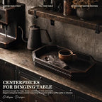 EOSAHR Pine Wood Decorative Tray: Serving Tray for Kitchen Counter,OldBlack - Image 5