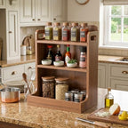 Solid Wood 3-Tier Spice Rack Countertop Organizer Kitchen Storage Shelf - Image 3