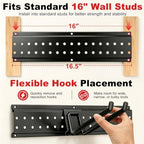 Garage Tool Organizer Wall Mount 99 inches with 18 Adjustable Heavy-Duty Hooks, Garage Organization, Garden Tool Storage Rack, Yard, and Shed, Holds Up to 750 lbs - Image 6