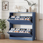 Xixini Shoe Storage Cabinet for Entryway with 2 Flip Drawers, Wood Freestanding Hidden Shoe Storage, Narrow Slim Sturdy Shoe Organizer for Front Door Entrance, Living Room, Hallway, Bedroom, Blue by Xixini