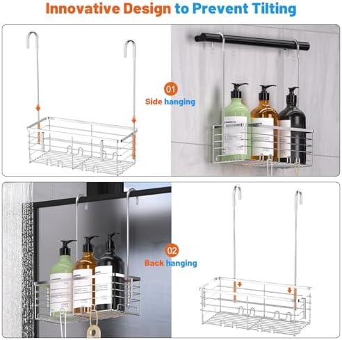 YUOROS 304 Stainless Steel Shower Caddy Hanging (Silver) - Image 5