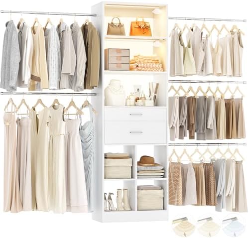 Besiost Closet System, Closet Organizer System with Smart Sensor Lights, Enclosed storage volume: 2.58 ft³, White by Besiost