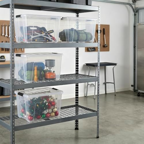 53 Quart Clear Plastic Storage Bins with Lids, Stackable Portable Lidded Storage Containers, Durable Totes for Home, Bedroom, Garage & Closet Organization - Image 4