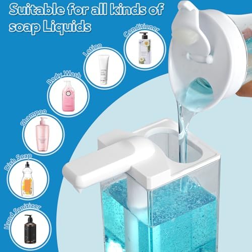 2 Pack Automatic Soap Dispenser Touchless, 16.5oz Rechargeable Liquid Hand Soap Dispenser for Kitchen Sink, Bathroom, Laundry Detergent Dispenser with 3 Adjustable Levels, Non-Slip Base - Image 6