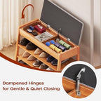 PARTPHONER Shoe Rack Bench with Storage, 2-Tier Solid Wood Entryway Bench with Cotton-Linen Cushion, Multipurpose Storage Organizer Bench for Bedroom, Hallway, Living Room, 31.5” - Image 5