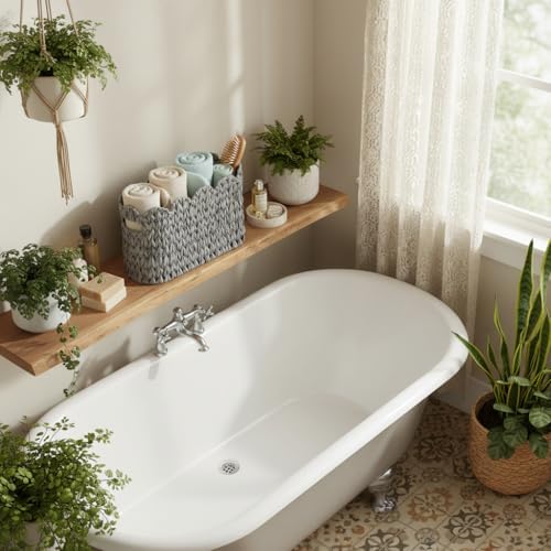 Coeusy Wicker Toilet Paper Storage Basket, Scalloped Basket for Bathroom - Image 3