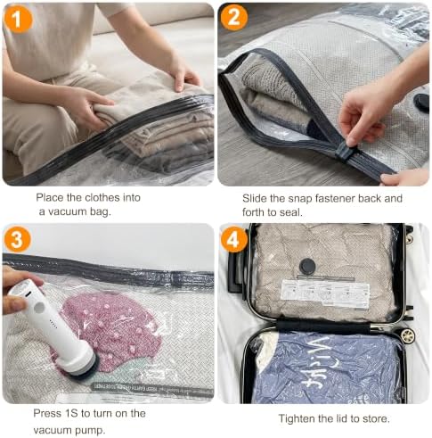 15 Pack Vacuum Storage Bags for Travel with Wireless Pump, 3 Sizes - Image 7