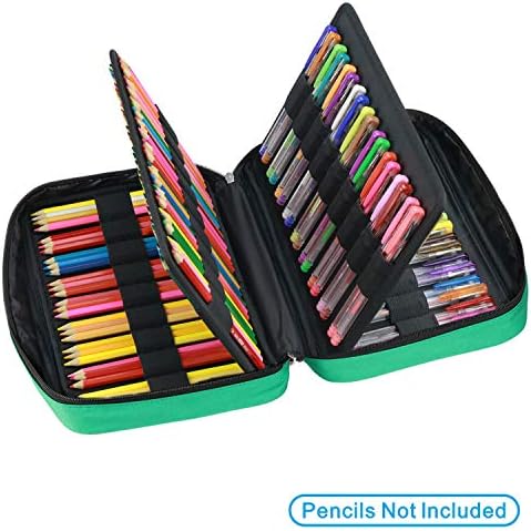 YOUSHARES 166 Slots Colored Pencil Case, 110 Slots Gel Pens fo Coloring Case Organizer, Handy Multilayer Color Pencil Holder for Glitter Gel Pens, Refills, Colored Pencils for Adults & Artist (Green) - Image 3