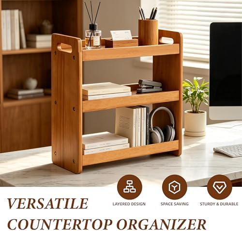 Bathroom Counter Organizer, 3 Tier Bathroom Countertop Organizer, Bathroom Counter Shelf, Wooden Makeup Organizers Countertop, Bathroom Vanity Organizers and Storage for Bedroom, Gifts - Image 4