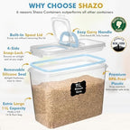 Shazo 2 PC (11L | 372 oz) Flour Sugar Storage Containers with Spout Lid & Easy Carry Handle - BPA Free Extra Large Airtight Food Storage Containers with Lids - Rice Canisters Sets for Kitchen & Pantry - Image 4