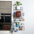 ODOXIA 2 Pack Wire Wall Grid Panel With Accessories | Includes Hanging Basket, Shelf & Hook Rack | Photo Grid Wall Panels | Hanging Home, Office & Kitchen Décor | Metal & Black - Image 2