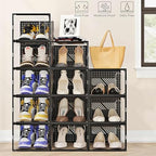 12 Packs Clear Plastic Shoebox With Magnetic Door, Large(13" × 9" × 5.6") Stackable Shoe Box Storage With Lids, Multifunctional Sneaker Containers, Toy Storage, Space-Saving Shoe Rack Black - Image 4