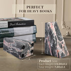 Koville Marble Bookends for Shelves, Large Bookends for Heavy Books, Natural Stone Book Stopper for Books CD Movies, Aesthetic Decorative Book Ends (Grey&Pink) - Image 3