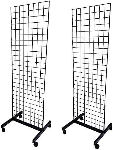 Only Hangers Black 2' x 6' Heavy Duty Rolling Gridwall Display Panel - Set of 1 and Set of 2 (SET OF 2) by Only+Hangers