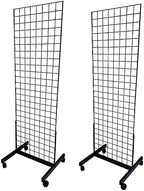 Only Hangers Black 2' x 6' Heavy Duty Rolling Gridwall Display Panel - Set of 1 and Set of 2 (SET OF 2) by Only+Hangers