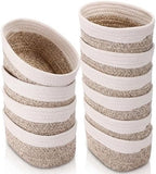 10 Pack Small Woven Baskets, Cotton Rope, White, Linen by LOYIM
