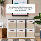 Ornavo Home 13x13 Foldable Fabric Storage Cube Bins, 6 Pack, White/Khaki - Image 2