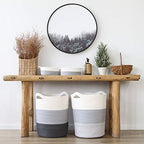 Sea Team Large Woven Cotton Rope Laundry Basket with Handles, 20 x 14 in - Image 2