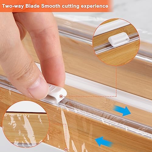uxcell 3 in 1 14"x2.6" Plastic Wrap Dispenser with Cutter and Magnetic Bottom, Suitable for Tin Foil, Plastic Cling Wrap, Aluminum Foil - Wood Color - Image 5