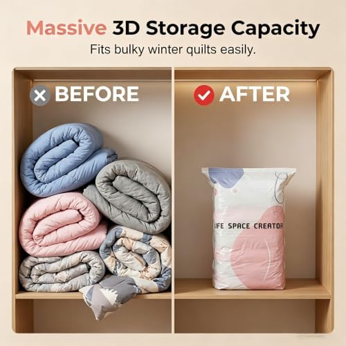 3 PACK No-Pump Cube Vacuum Storage Bags, 2026 New 3D Space Saver Compression Bags, Reusable Heavy-Duty Storage Organizer for Clothes, Bedding & Comforters, Travel & Home Use | 19.6"×27.5"×11.8" - Image 3