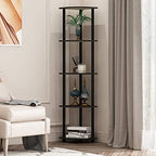 Furinno TURN-N-TUBE Corner Shelf Set of 2, 5-Tier Corner Bookshelf, Open Storage Shelves, for Organization and Storage, Living Room, Home Office, Garage, Espresso - Image 2