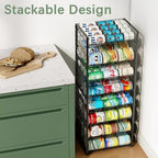 JKsmart 2-Tier Stackable Rack Organizer for Pantry, Adjustable Dispenser Holds Up to 120 Cans, Storage Holder for Various Ounces of Canned Drinks, Black, 4 Pack - Image 6