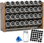 Spice Rack Organizer with 32 Glass Jars, for Cabinet Wall Mount Countertop by NESAPTO