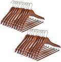 Quality Hangers Wooden Hangers Beautiful Sturdy Suit Coat Hangers with Locking Bar Walnut Finish Gold Hooks (20) by QualityHangers