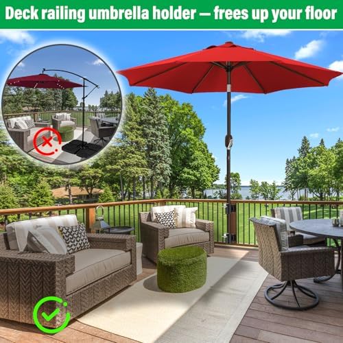 Deck Railing Umbrella Holder for 1-2" Patio Umbrella Poles - Image 3