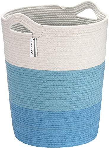 Sea Team Large Woven Cotton Rope Laundry Basket with Handles, 20 x 14 in by SeaTeam