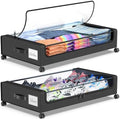 Beborxue Under Bed Storage with Wheels, 2-Pack Under the Bed Storage Containers with Lids, XXL 60L Under Bed Shoes Storage Organizer Bins, Rolling Underbed Storage for Clothes, Shoes, Blankets (Black) by Beborxue-Life