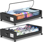 Beborxue Under Bed Storage with Wheels, 2-Pack Under the Bed Storage Containers with Lids, XXL 60L Under Bed Shoes Storage Organizer Bins, Rolling Underbed Storage for Clothes, Shoes, Blankets (Black) by Beborxue-Life