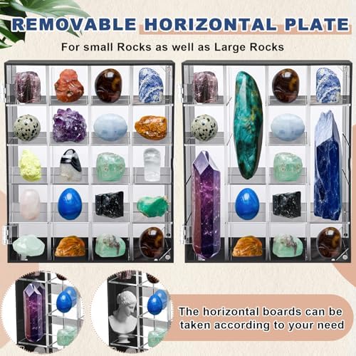 Cinnvoice Rock Display Case 20 Grids,Black Border,Square - Image 4
