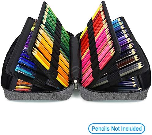 YOUSHARES Big Capacity Colored Pencil Case - 300 Slots large Pen Case Organizer with Multilayer Holder for Prismacolor Colored Pencils & Gel Pen (Grey) - Image 3