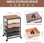 SYKIARIOL Rolling Cart with Drawers, 4-Drawer Utility Cart, Brown - Image 3
