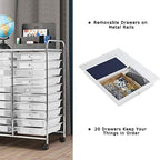 Giantex Storage Drawer Carts, 20-Drawer Organizer, Utility Cart on Wheels, Semi-Transparent Multipurpose Cart for Home Office School Supplies Tools Scrapbook Paper - Image 6