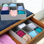 Household Essentials Drawer Organizer Tray with Fabric Cover and 9 Square Compartments, Gray, Set of 2 - Image 2