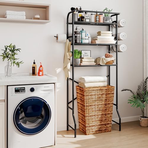 Over The Toilet Storage Shelf 3 Tier Bathroom Organizer Black - Image 5