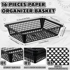 16 Pack Paper Basket,Black,14 X 10 X 3 Inch,Classic - Image 2