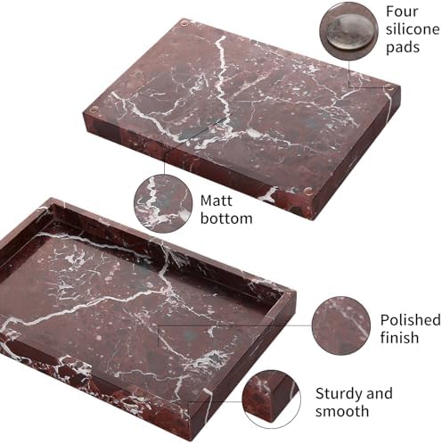 Marble Bathroom Vanity Tray, Rosso Lepanto, 12"x 8" x1.2" - Image 3