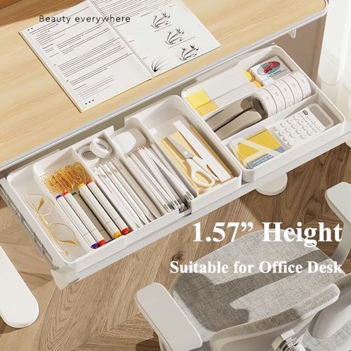 2 Pack Shallow Desk Drawer Organizer 1.73" Modular Expandable Tray - Image 3