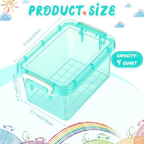 Wenqik 6 Pack Colorful Plastic Storage Bins with Lids, Teal - Image 2