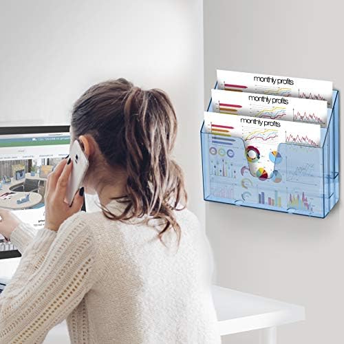 Acrimet Horizontal Triple File Folder Organizer Sorter, Letter, Clear Blue - Image 5