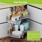 Blind Corner Cabinet Pull Out Organizer, Soft Close Swing Left Pull Out Cabinet Organizer 26 inch, Corner Cabinet Lazy Susan for Cabinet Blind Shelf, 2 Tiers Tray, Adjustable Height - Image 6