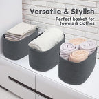 CHAT BLANC Cotton Rope Baskets for Organizing, Shelves, Toys, Storage, Shoe, Bathroom, Laundry, Towel, Nursery, Home Decor, Blanket, Cloth Woven Bins Fabric (Graphite, 15"x10"x9") - Image 6