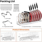 MUDEELA Expandable Pot Pan Lid Organizers inside Cabinet, 12 Divider-Silver - Image 4