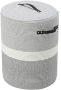 16"x20" Extra Large Cotton Rope Basket with Zipper Lid, Woven Laundry Hamper and Blanket Storage Basket, Round Clothes Bin for Living Room Bedroom, Dual Grey by Cottonphant