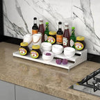 Jojocross Spice Rack Organizer for Cabinet, 3 Tier Expandable Shelf, Great for Kitchen Cabinets, Cupboard,Pantry and More,Metal Plate with Hole (2 Packs/White,9.45" D x 12.8"~24“L x 3.56" H) - Image 2